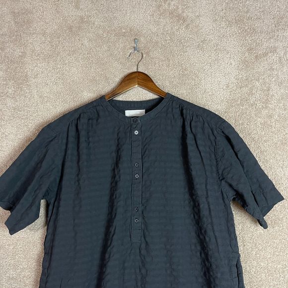 Everlane The Caftan Dress Size Medium M Black Organic Cotton Textured Oversized - Picture 3 of 11